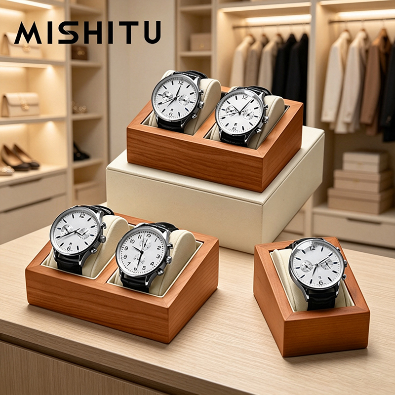 Jewelry Watches For Men - MISHITU 無垢材時計収納ボックス男性腕時計オーガナイザーボックス 1/2 スロットホーム時計収納レトロ腕時計ディスプレイケース