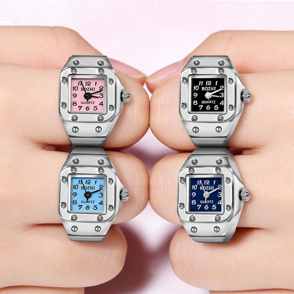 Jewelry Watches For Men - 新しいクリエイティブな指輪型腕時計、男女兼用、スクエアダイヤル合金シェルフィンガーウォッチ、ファッショナブルなカップル用指輪型腕時計ジュエリー