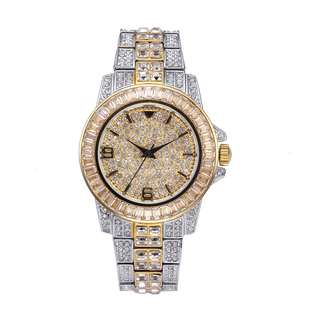 Jewelry Watches For Men - 高級フルストーンクォーツ腕時計男性女性ヒップホップゴールドファッション腕時計ビジネスジュエリーウォッチ時計ドロップシッピング