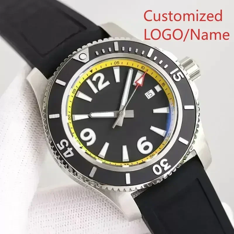 Jewelry Watch - A11 ストアカスタマイズされた腕時計メンズ腕時計ブラックブルー発光ステンレス鋼回転ベゼル自動機械式ラバー