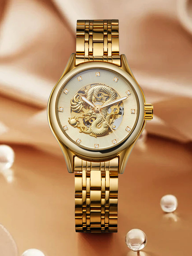High Jewelry Watches - T-WINNER ハイエンド高級ドラゴンウーマンウォッチステンレススチールスケルトン機械式ダイヤモンドレディース腕時計自動巻き