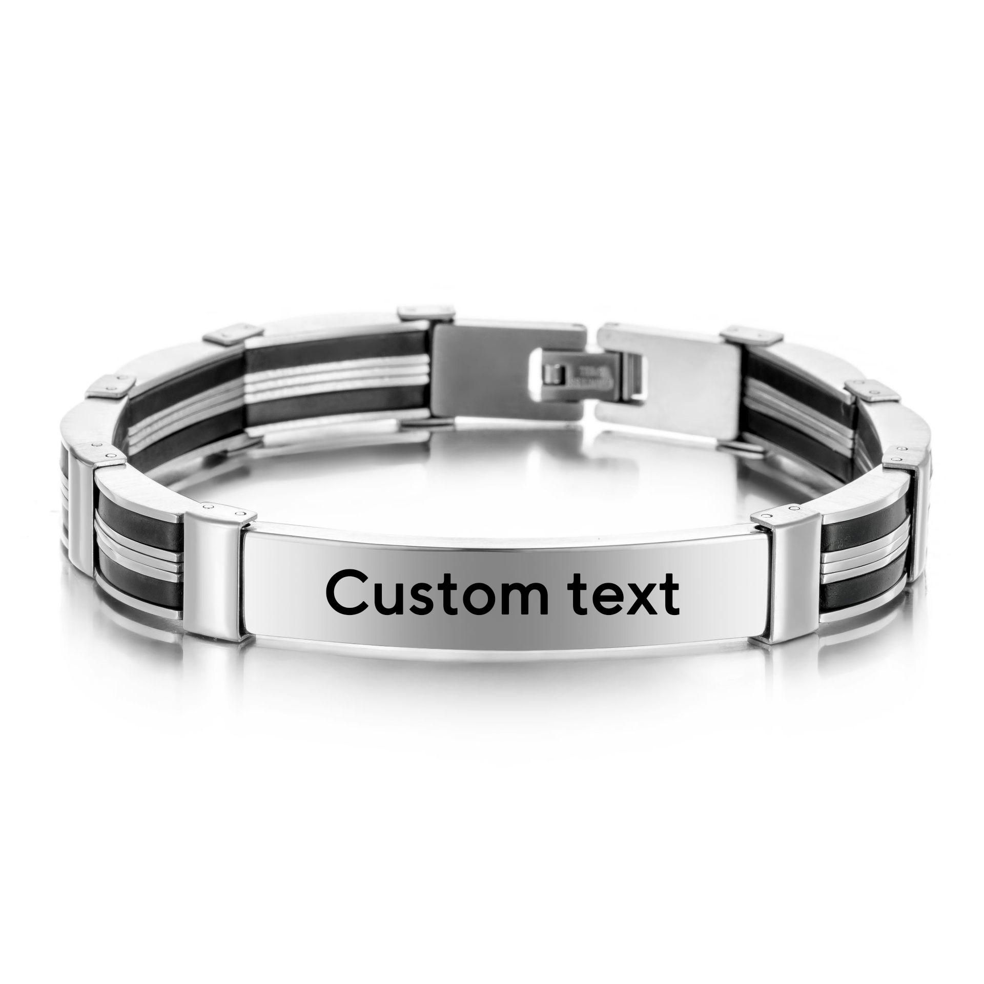 Jewelry Watches For Men - パンクカスタムテキスト名入りメンズステンレススチールブレスレット、レディースシリコンウォッチバンド、滑らかな刻印ロゴ入りIDブレスレット、ギフトジュエリー