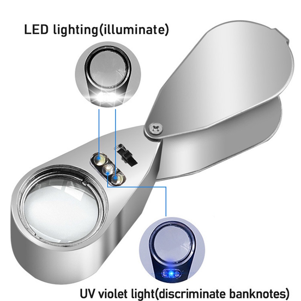 40X 高精細折りたたみ拡大鏡 LED 照明付きハンドヘルド - Collectors Coins Jewelry & Watches Of Smithtown Reviews のレビューと価格