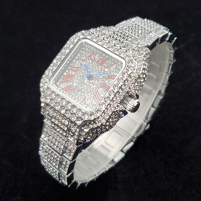 高級ダイヤモンド腕時計女性用ファッションシルバーアイスアウト - High Jewelry Watches のレビューと価格